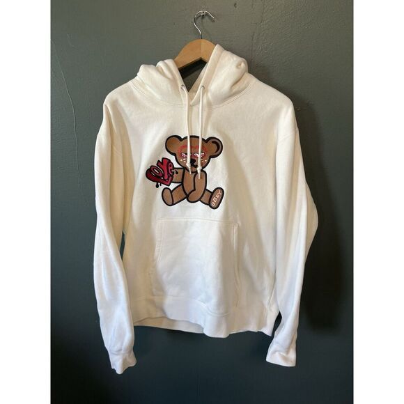 Obey Mens White Pullover Hooded Sweatshirt Teddybear Graphic Size Large - Picture 1 of 3